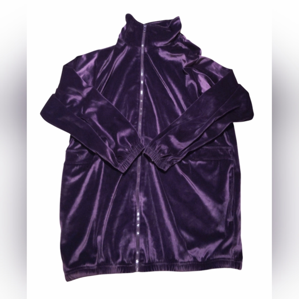 Roman's Purple Velour Zip Up Jacket For Women Size L